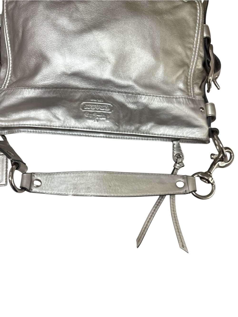 Y2K Coach Metallic Silver Leather Zoe Hobo Bag - Picture 13 of 13